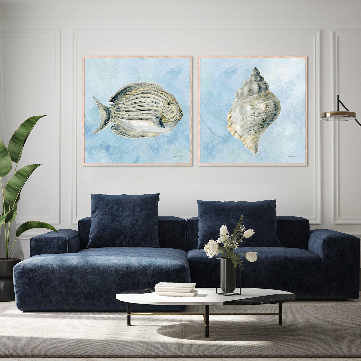 wall-art-print-canvas-poster-framed-Coastal Bliss V2, Style C & D, Set Of 2-8