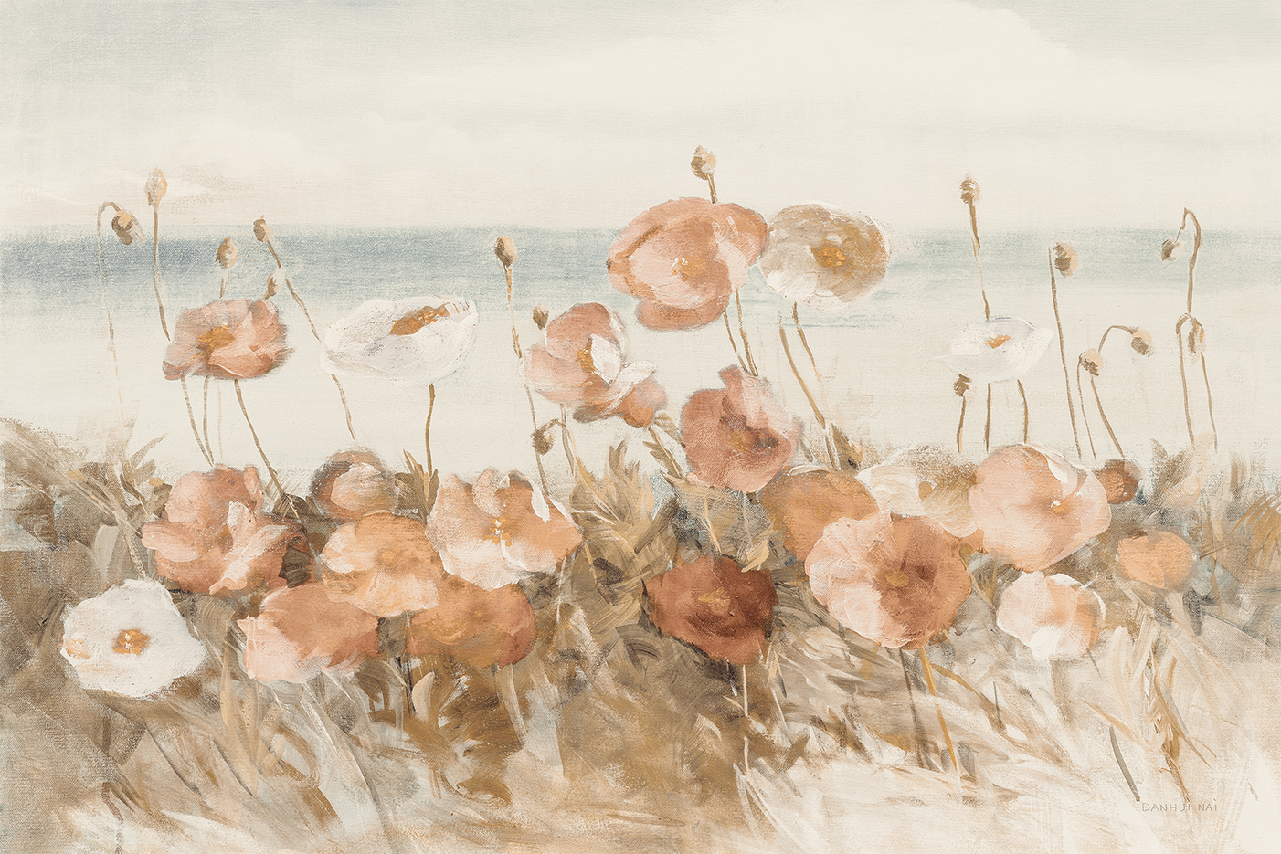 wall-art-print-canvas-poster-framed-Coastal Poppies, Brown Tones , By Danhui Nai-1