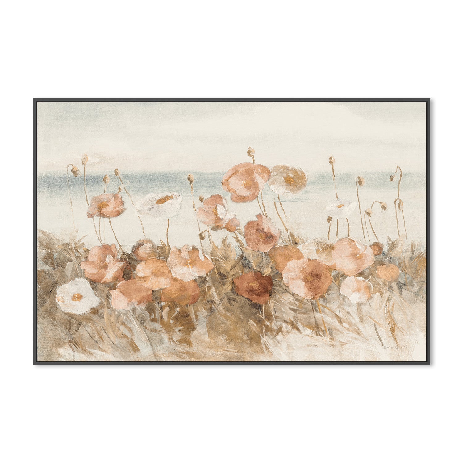 wall-art-print-canvas-poster-framed-Coastal Poppies, Brown Tones , By Danhui Nai-3