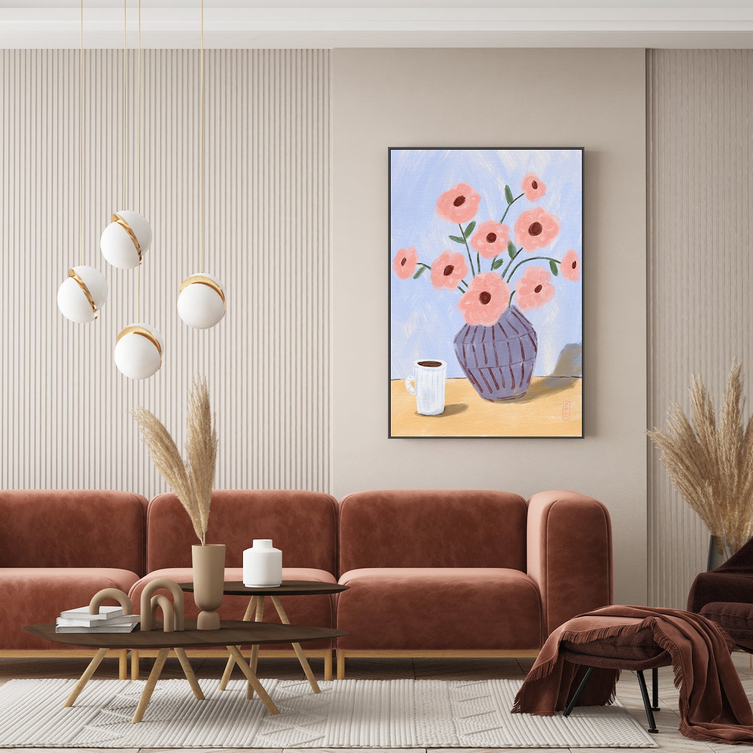 wall-art-print-canvas-poster-framed-Coffee and Flowers Simple Still Life Painting-9