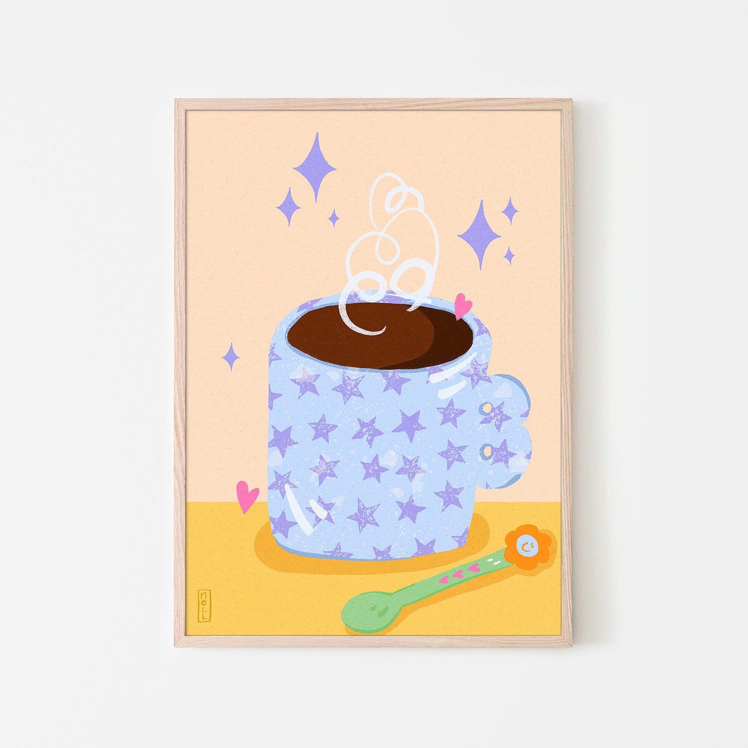 wall-art-print-canvas-poster-framed-Coffee Time Retro Illustration-6