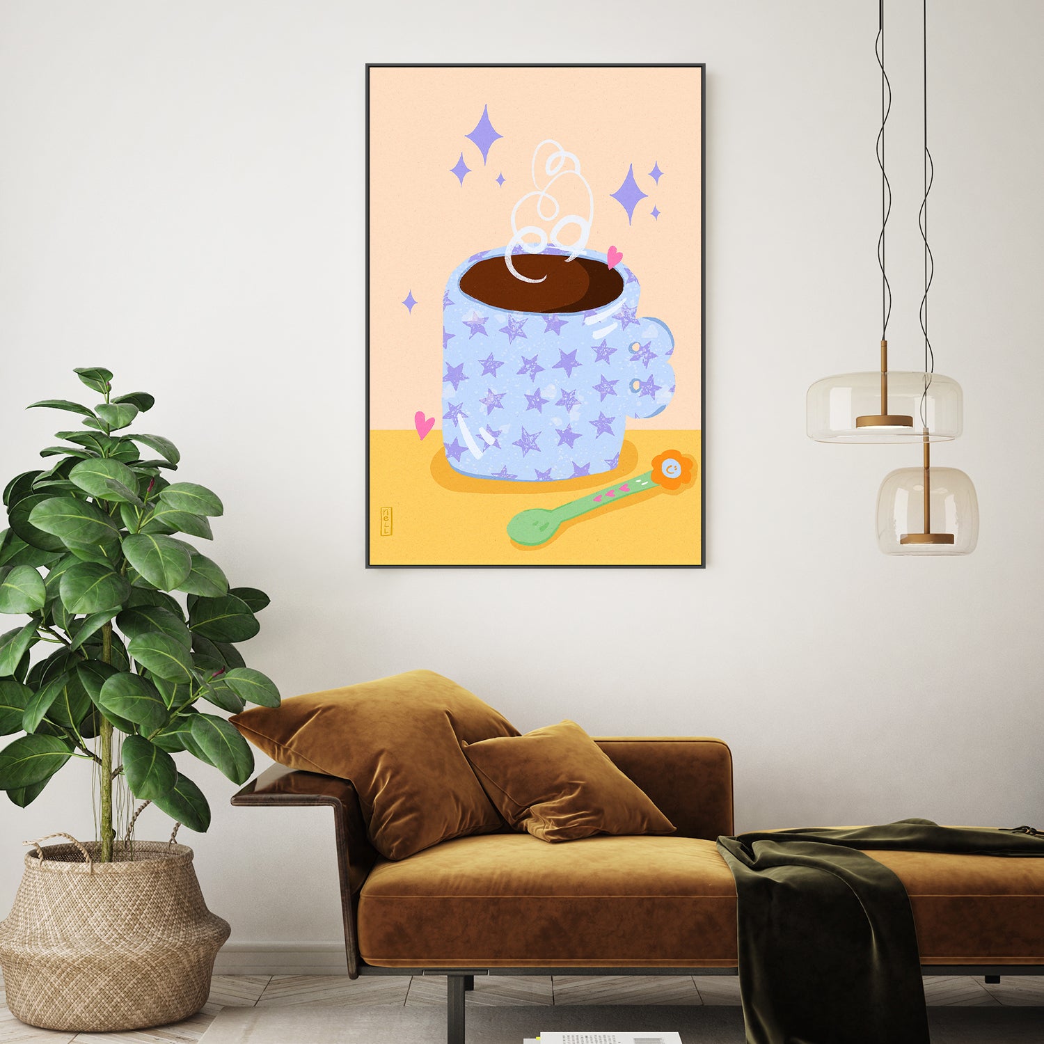 wall-art-print-canvas-poster-framed-Coffee Time Retro Illustration-9