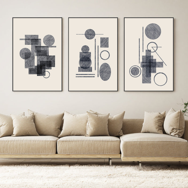 wall-art-print-canvas-poster-framed-Collage Forms, Style A, B & C, Set of 3 , By Danushka Abeygoda-GIOIA-WALL-ART