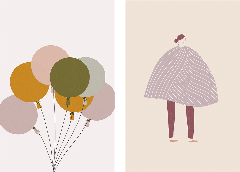 wall-art-print-canvas-poster-framed-Colorful Balloons And The Cape, Set Of 2 , By Menina Lisboa-1