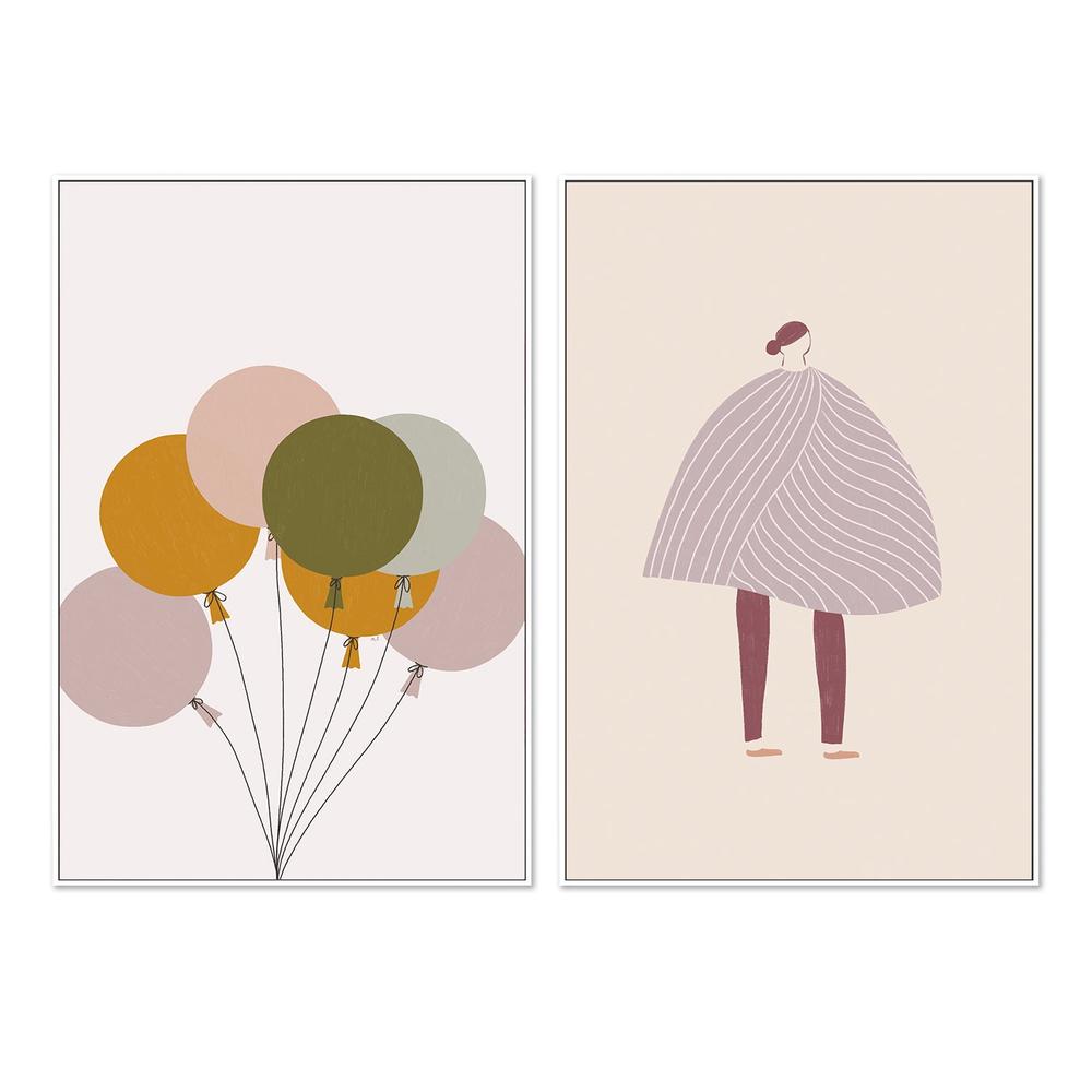 wall-art-print-canvas-poster-framed-Colorful Balloons And The Cape, Set Of 2 , By Menina Lisboa-5