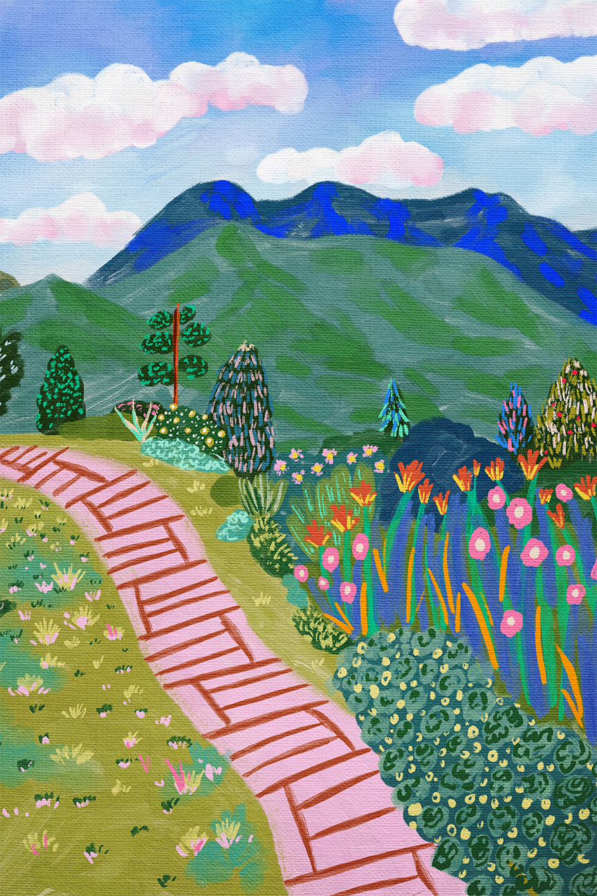 Colorful Mountain Wall Art Print Framed Canvas Poster