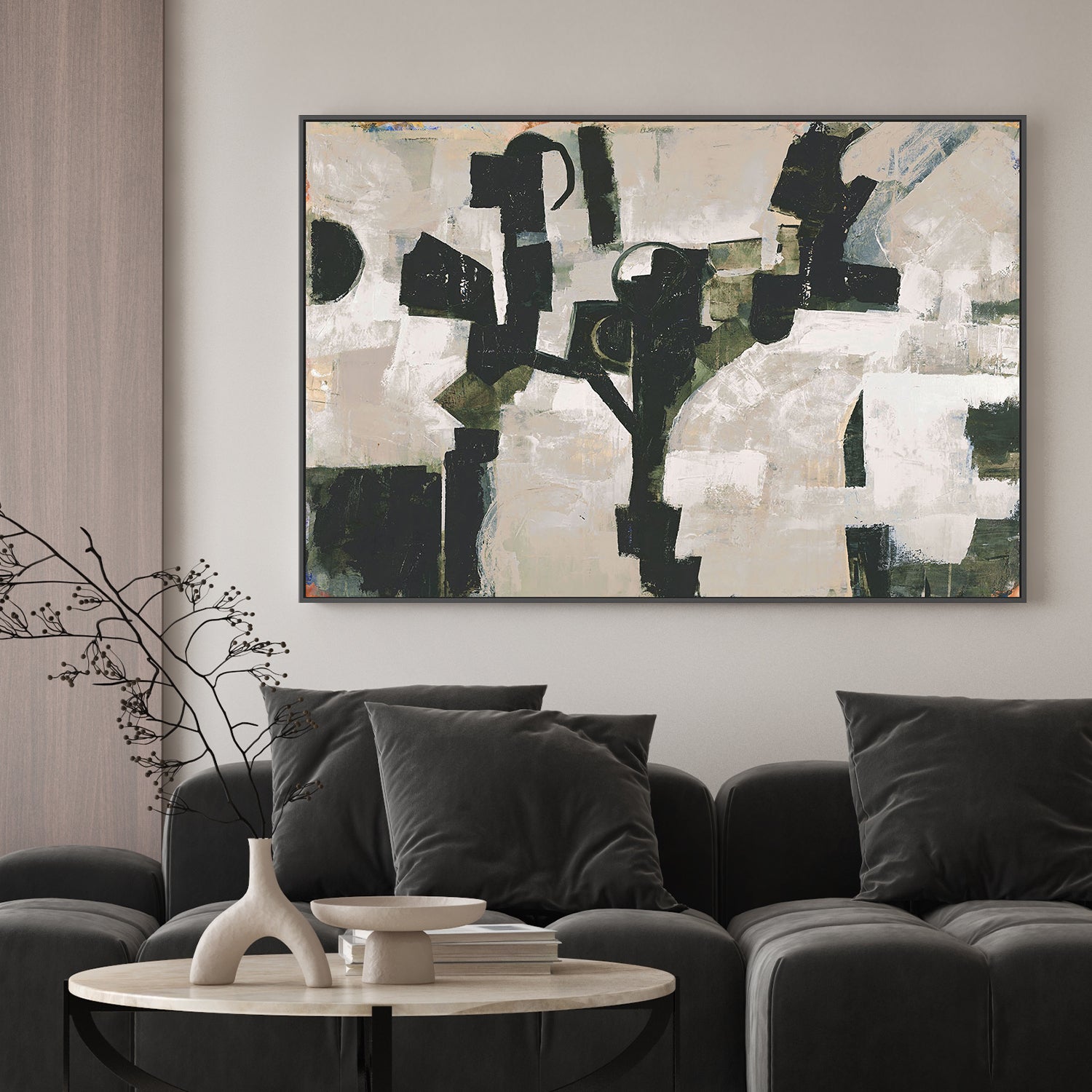 wall-art-print-canvas-poster-framed-Compose, Dark Green-2