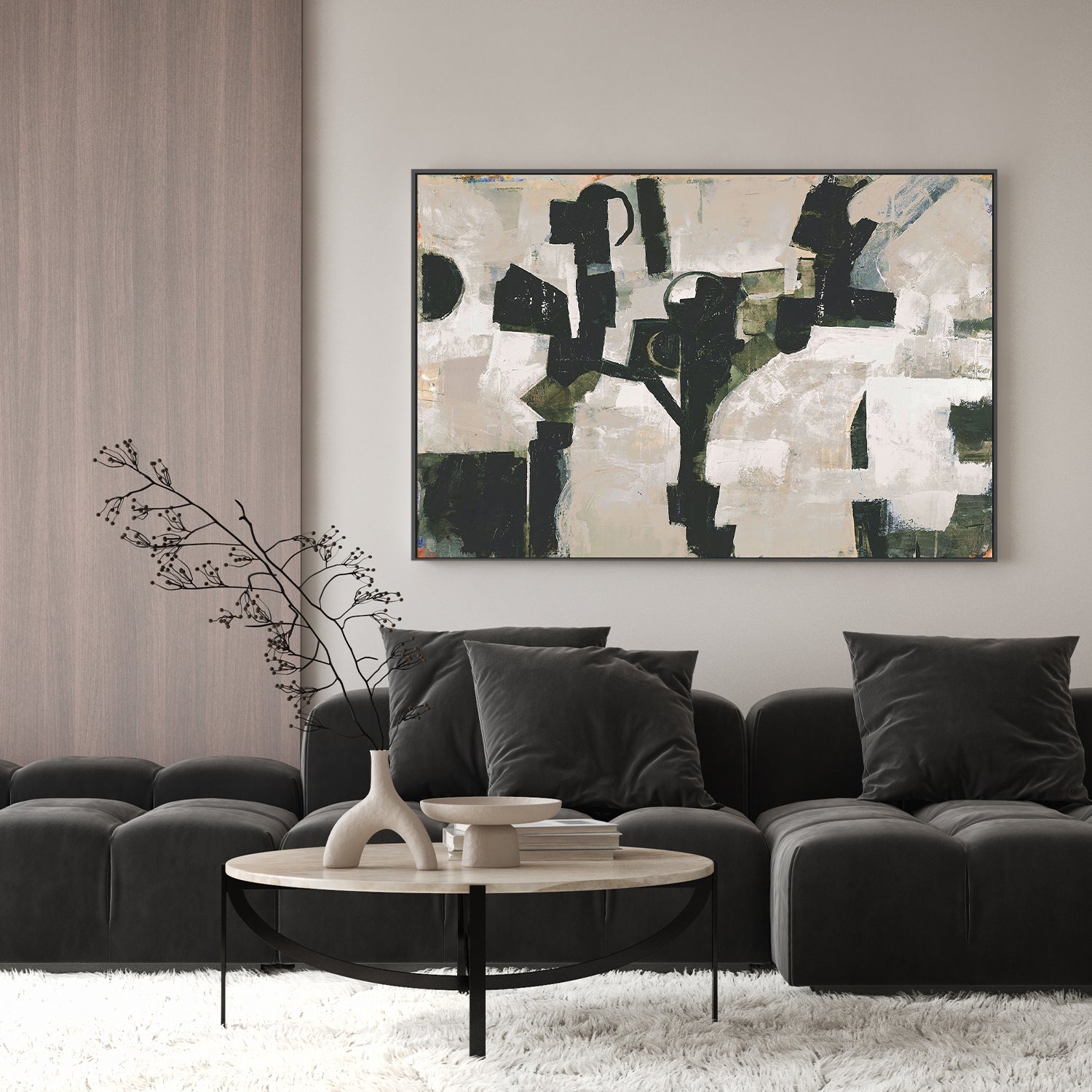 wall-art-print-canvas-poster-framed-Compose, Dark Green-7