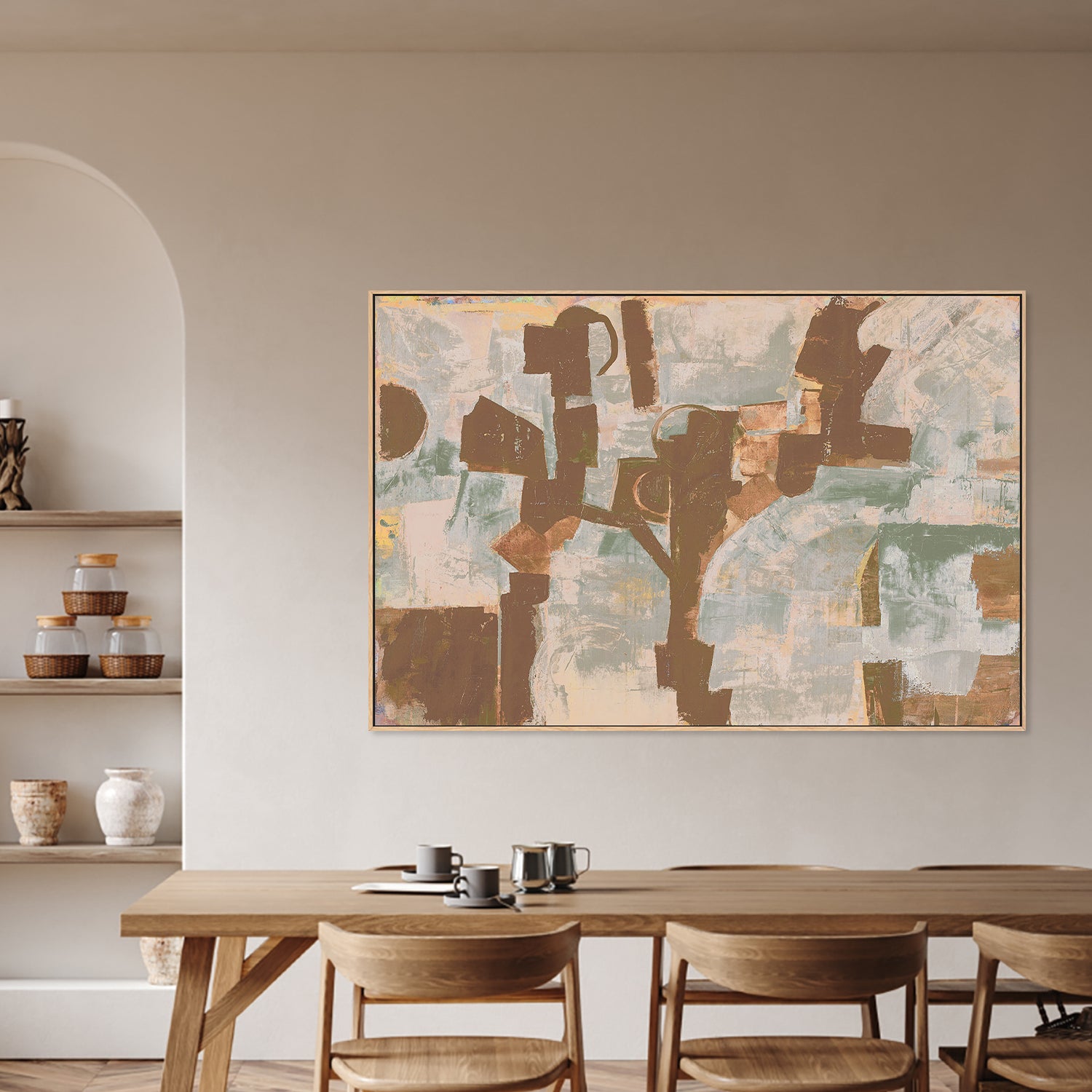 wall-art-print-canvas-poster-framed-Compose, Warm brown and Green-2