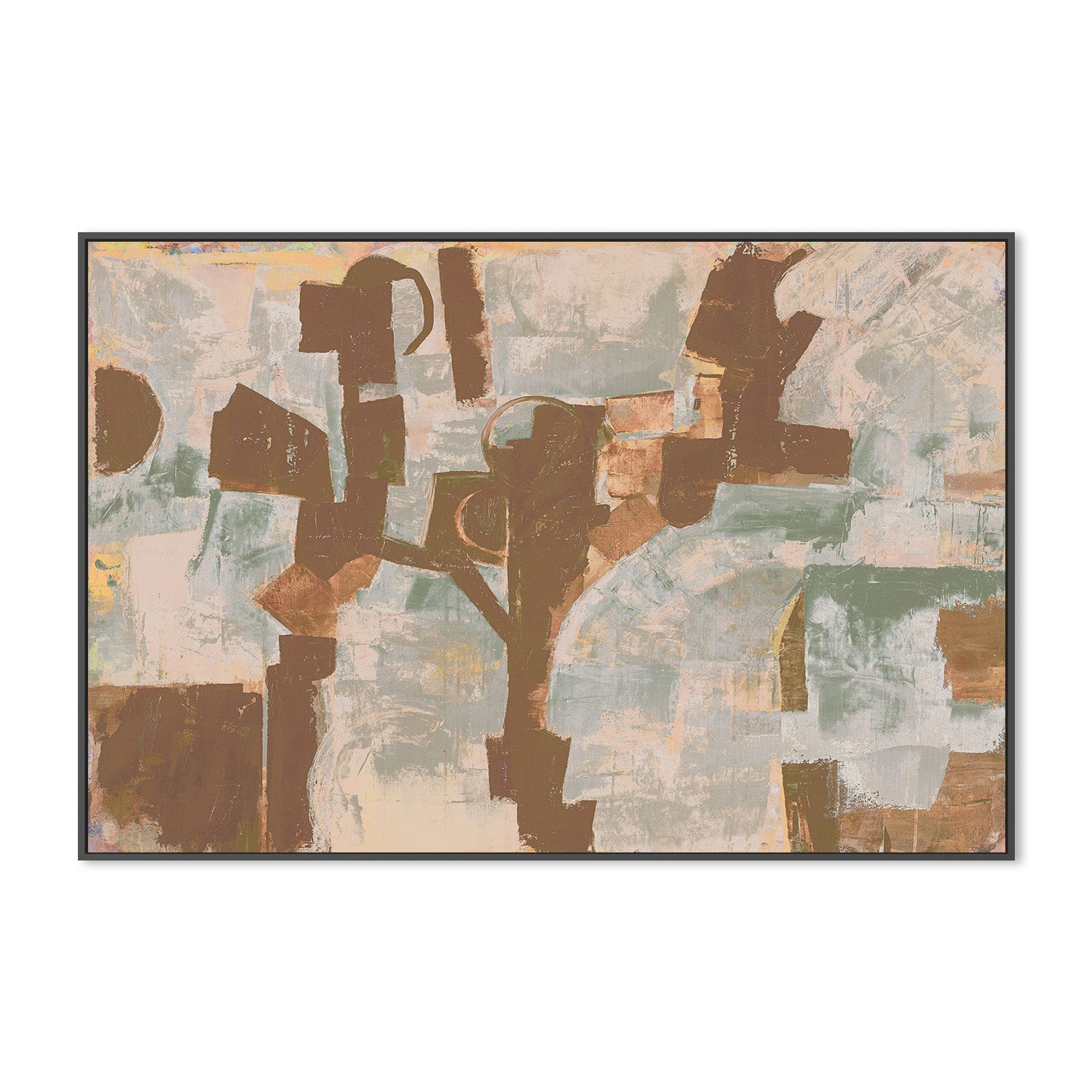 wall-art-print-canvas-poster-framed-Compose, Warm brown and Green-3