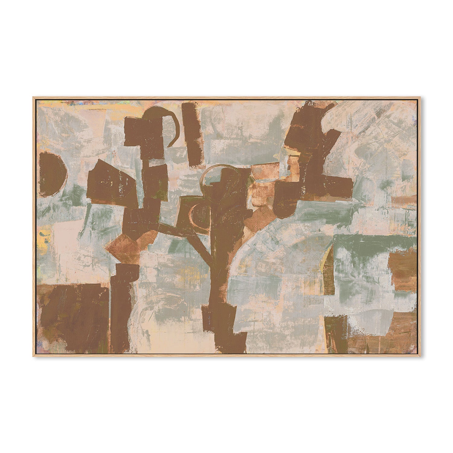 wall-art-print-canvas-poster-framed-Compose, Warm brown and Green-4