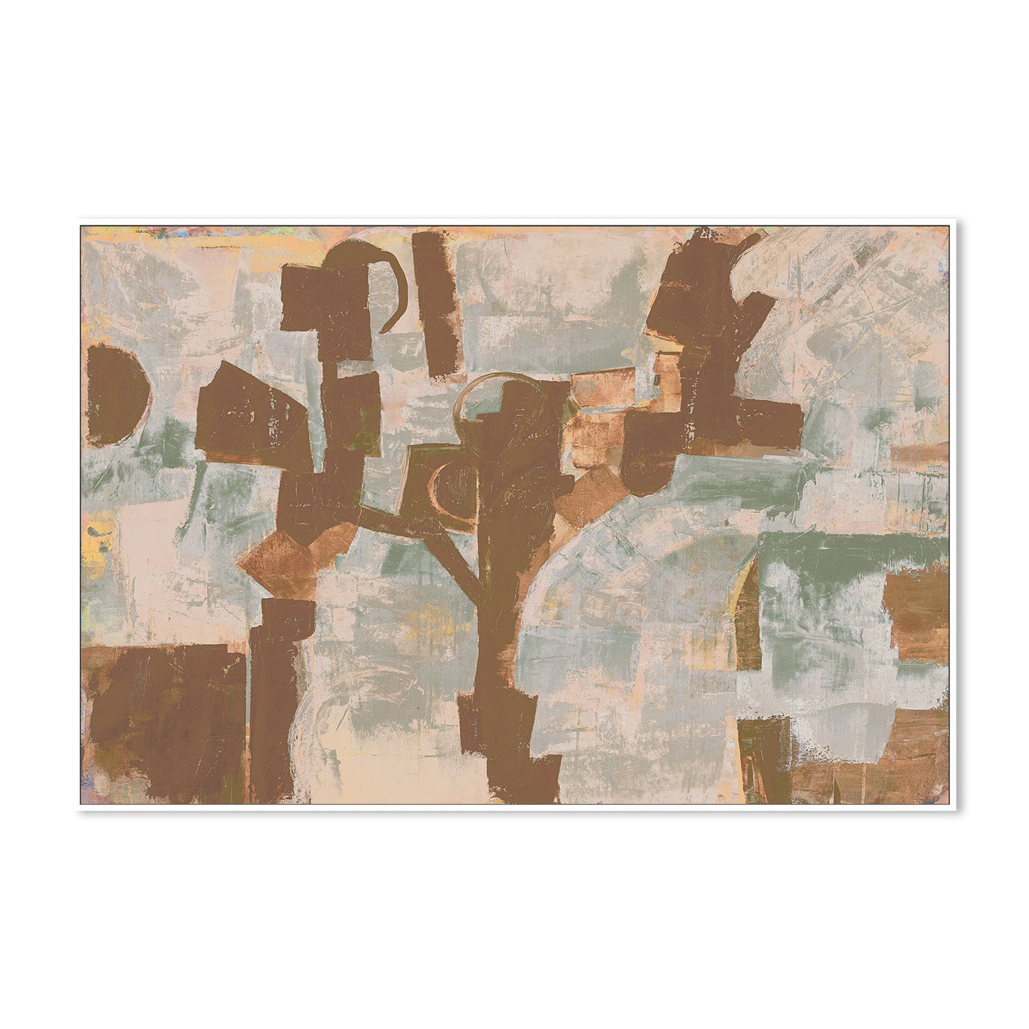 wall-art-print-canvas-poster-framed-Compose, Warm brown and Green-5