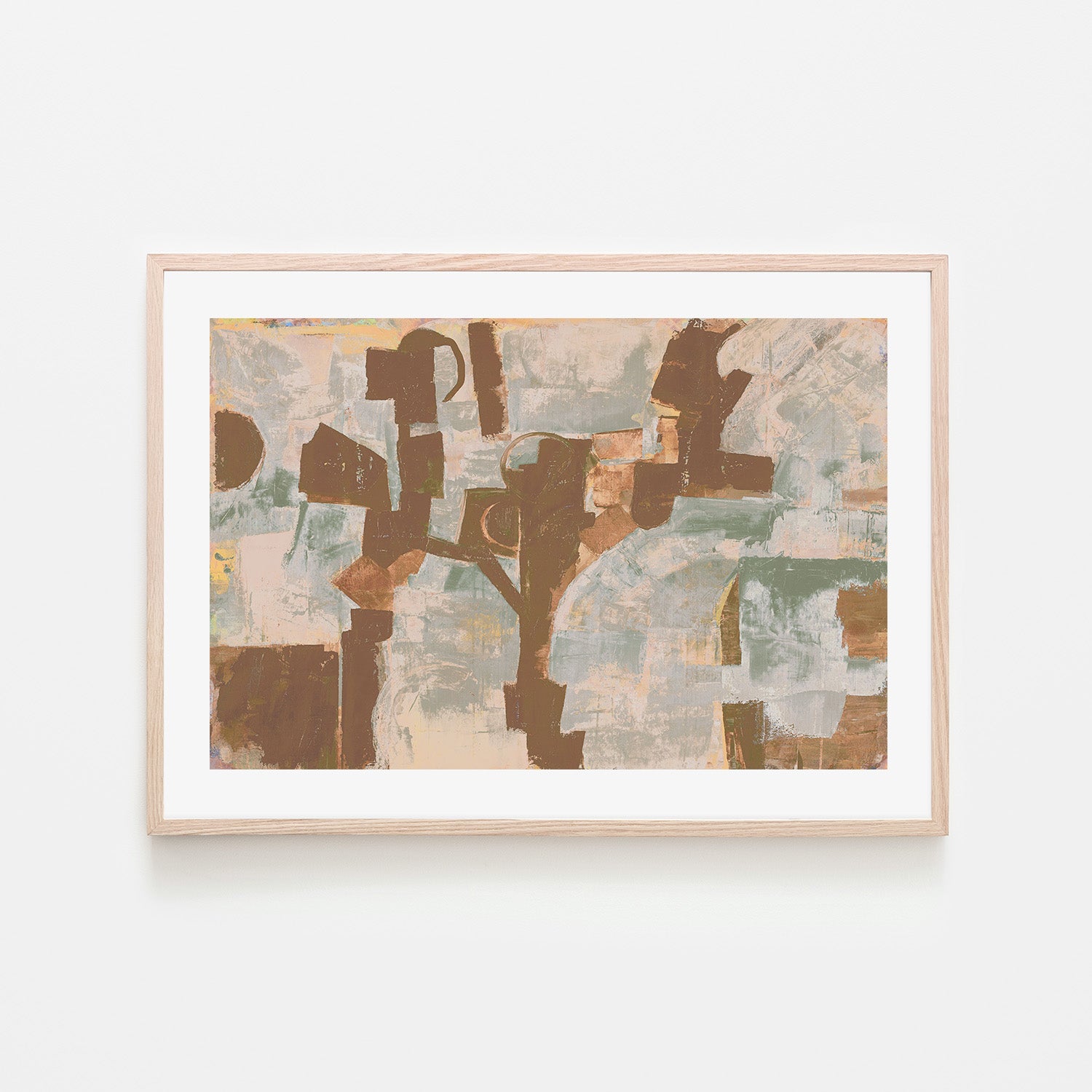wall-art-print-canvas-poster-framed-Compose, Warm brown and Green-6