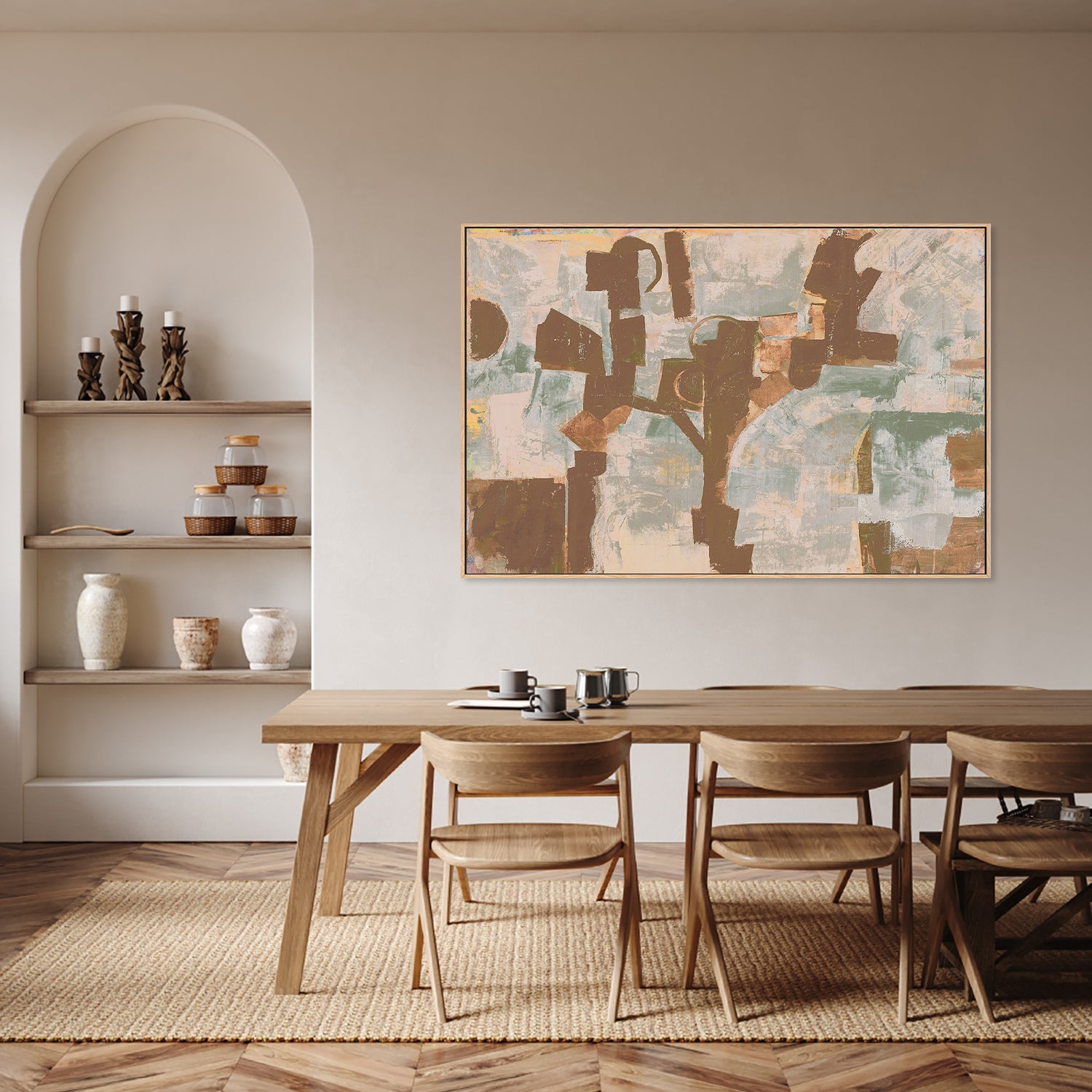wall-art-print-canvas-poster-framed-Compose, Warm brown and Green-7