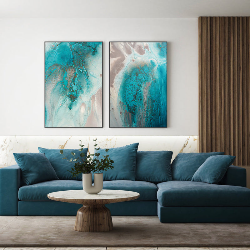 wall-art-print-canvas-poster-framed-Coral Sea Flow, Style A & B, Set Of 2 , By Petra Meikle-GIOIA-WALL-ART