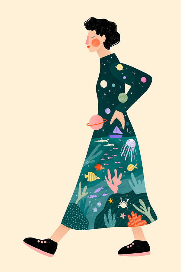 wall-art-print-canvas-poster-framed-Cosmic Journey Dress-1