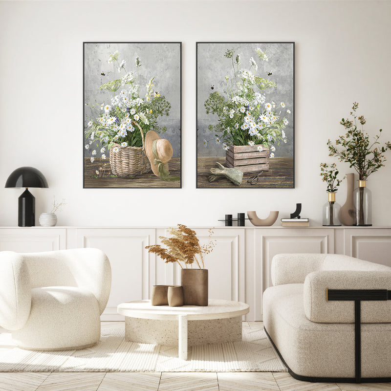 wall-art-print-canvas-poster-framed-Cottage Gardening, Style A & Style B, Set Of 2 , By Danhui Nai-GIOIA-WALL-ART