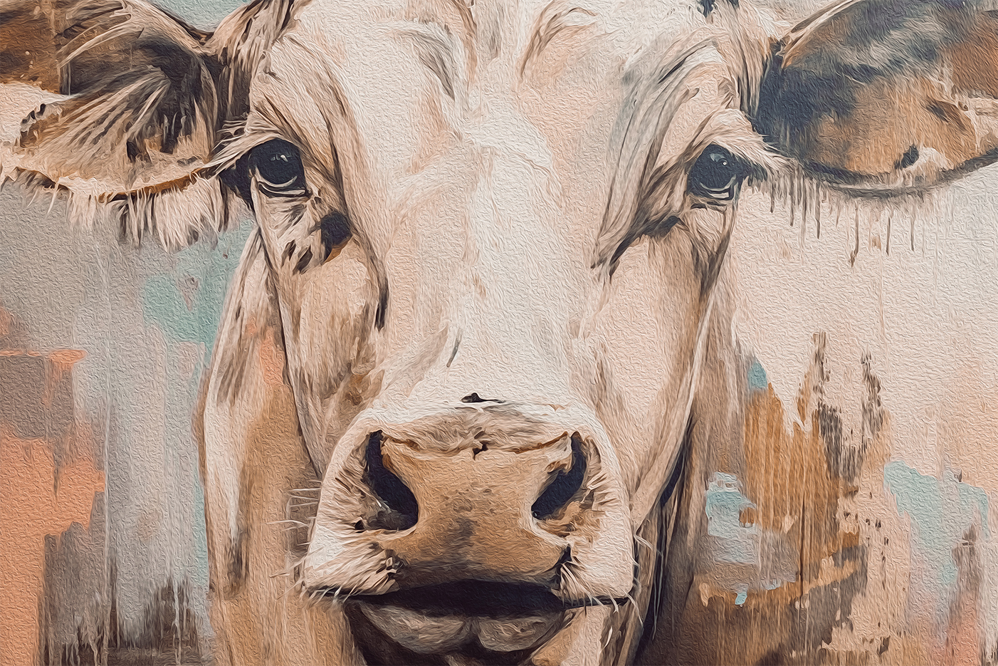 wall-art-print-canvas-poster-framed-Cow Brown Tones-1