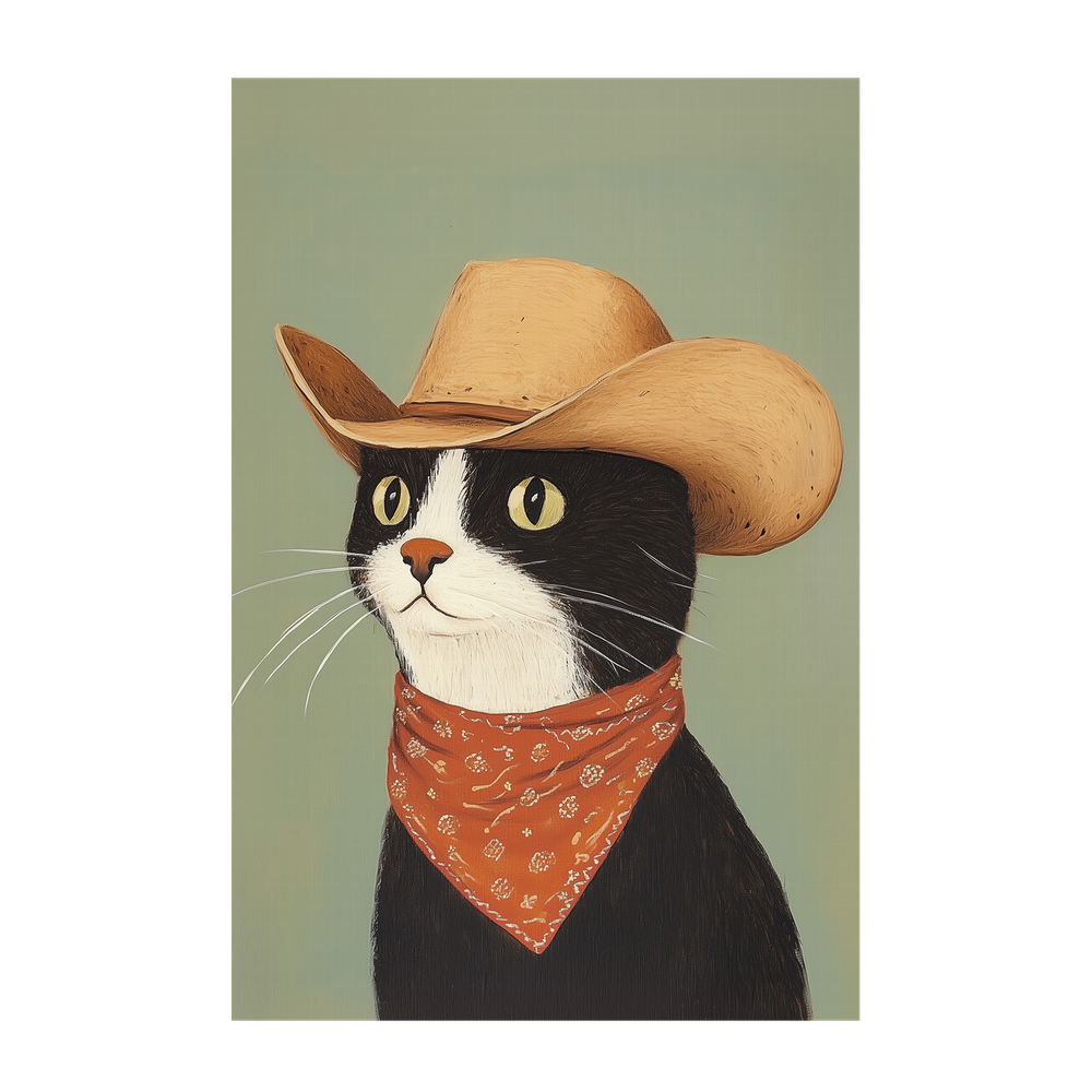 wall-art-print-canvas-poster-framed-Cowboy Black Cat , By Melloi Art-1