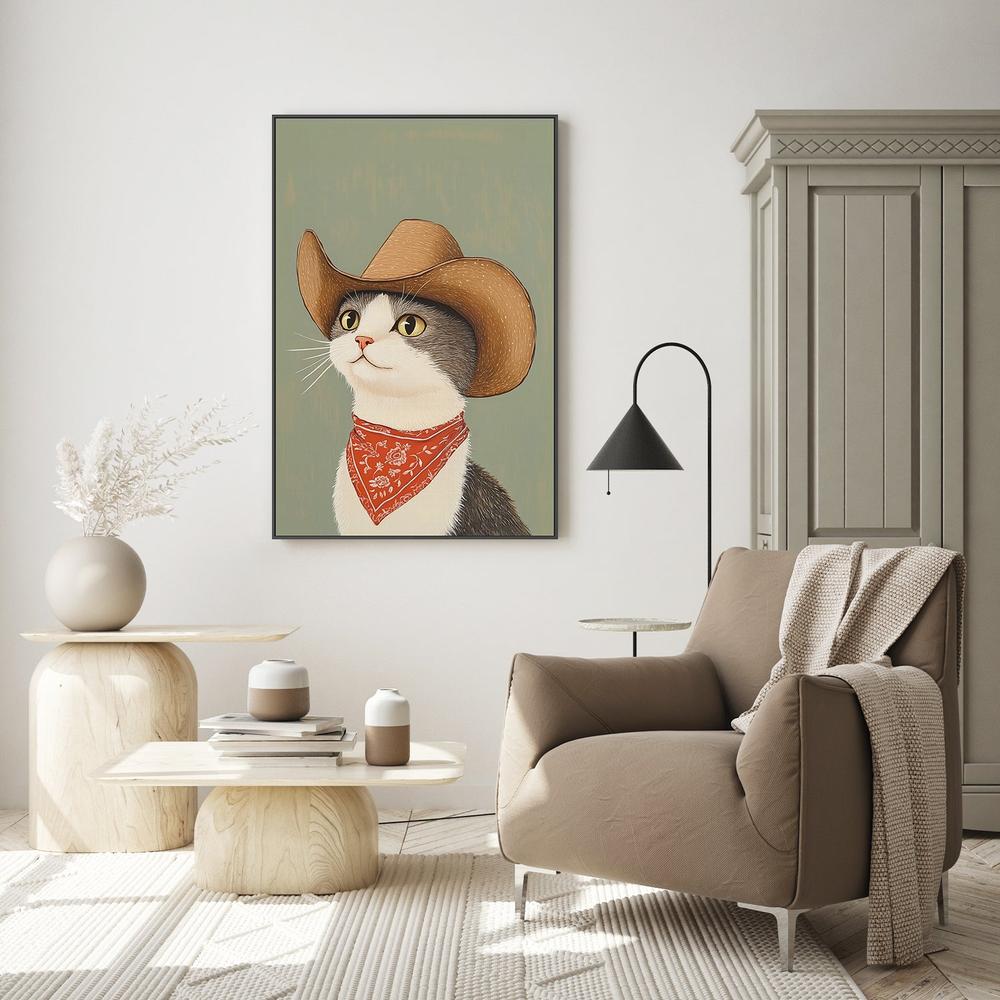wall-art-print-canvas-poster-framed-Cowboy English Shorthair Cat , By Melloi Art-7
