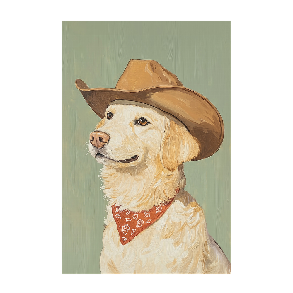 wall-art-print-canvas-poster-framed-Cowboy Golden Retriever , By Melloi Art-1