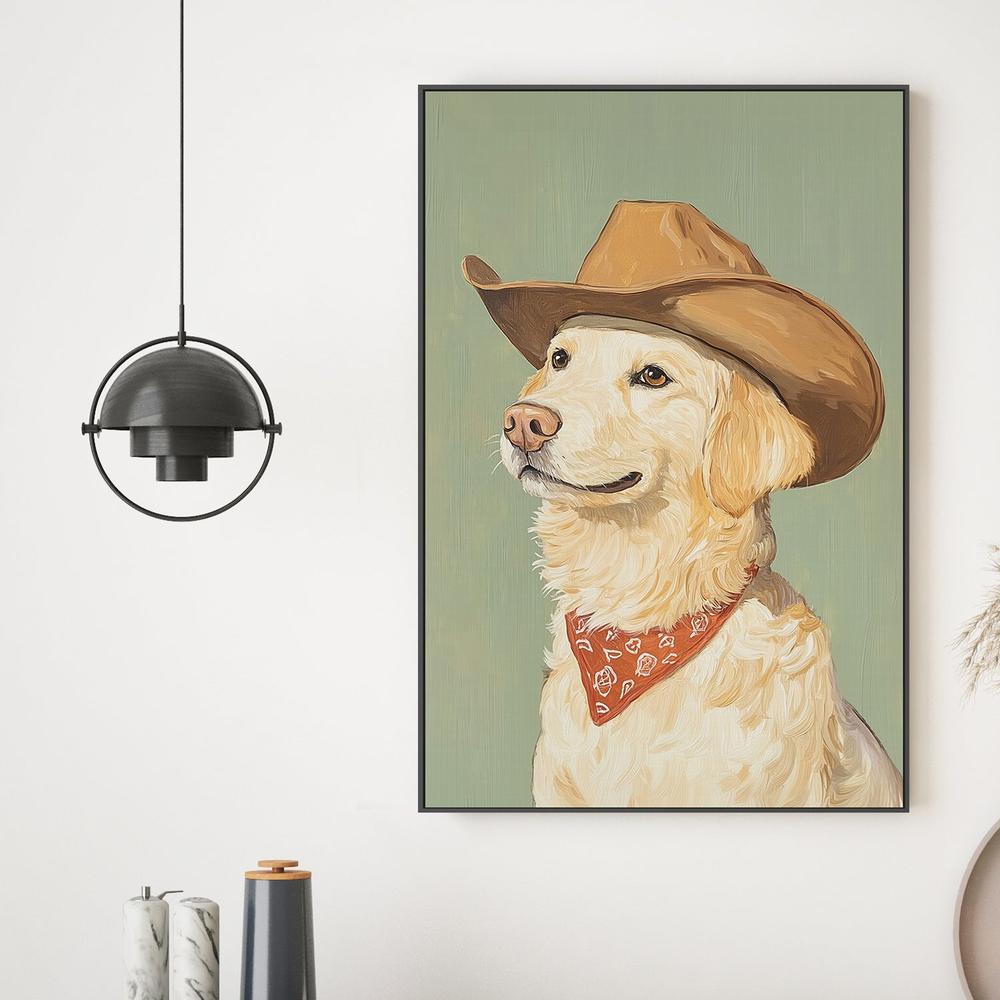 wall-art-print-canvas-poster-framed-Cowboy Golden Retriever , By Melloi Art-2