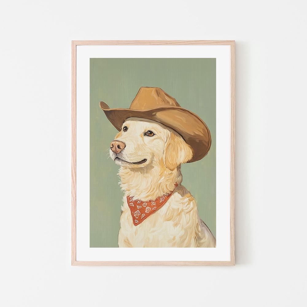 wall-art-print-canvas-poster-framed-Cowboy Golden Retriever , By Melloi Art-6