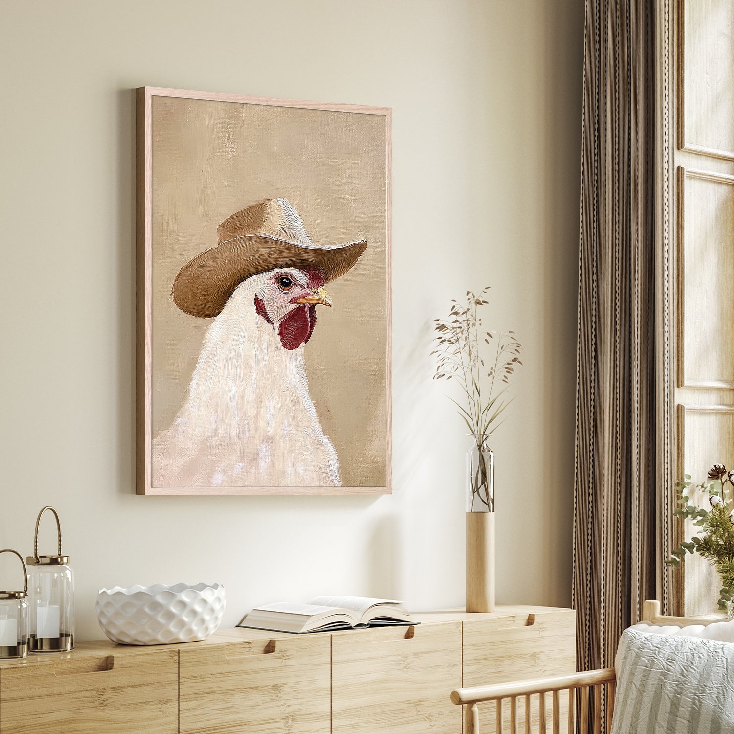 wall-art-print-canvas-poster-framed-Cowboy Hen-2