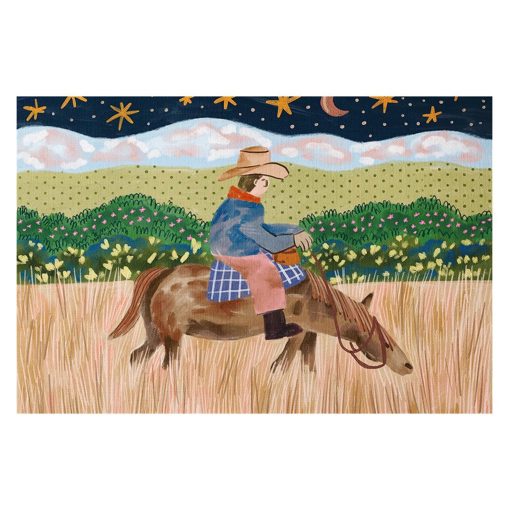wall-art-print-canvas-poster-framed-Cowboy Riding A Horse , By Kartika Paramita-2