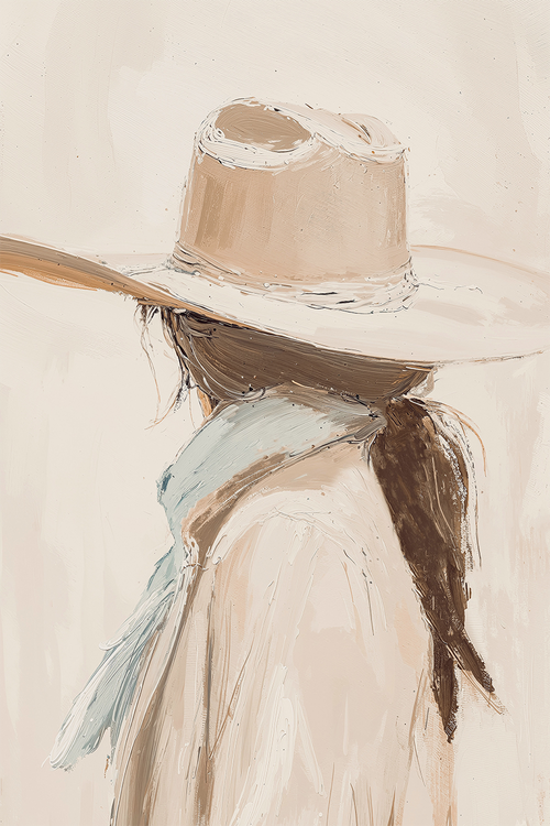 wall-art-print-canvas-poster-framed-Cowgirl, Brown Tones , By Lady Hana-1