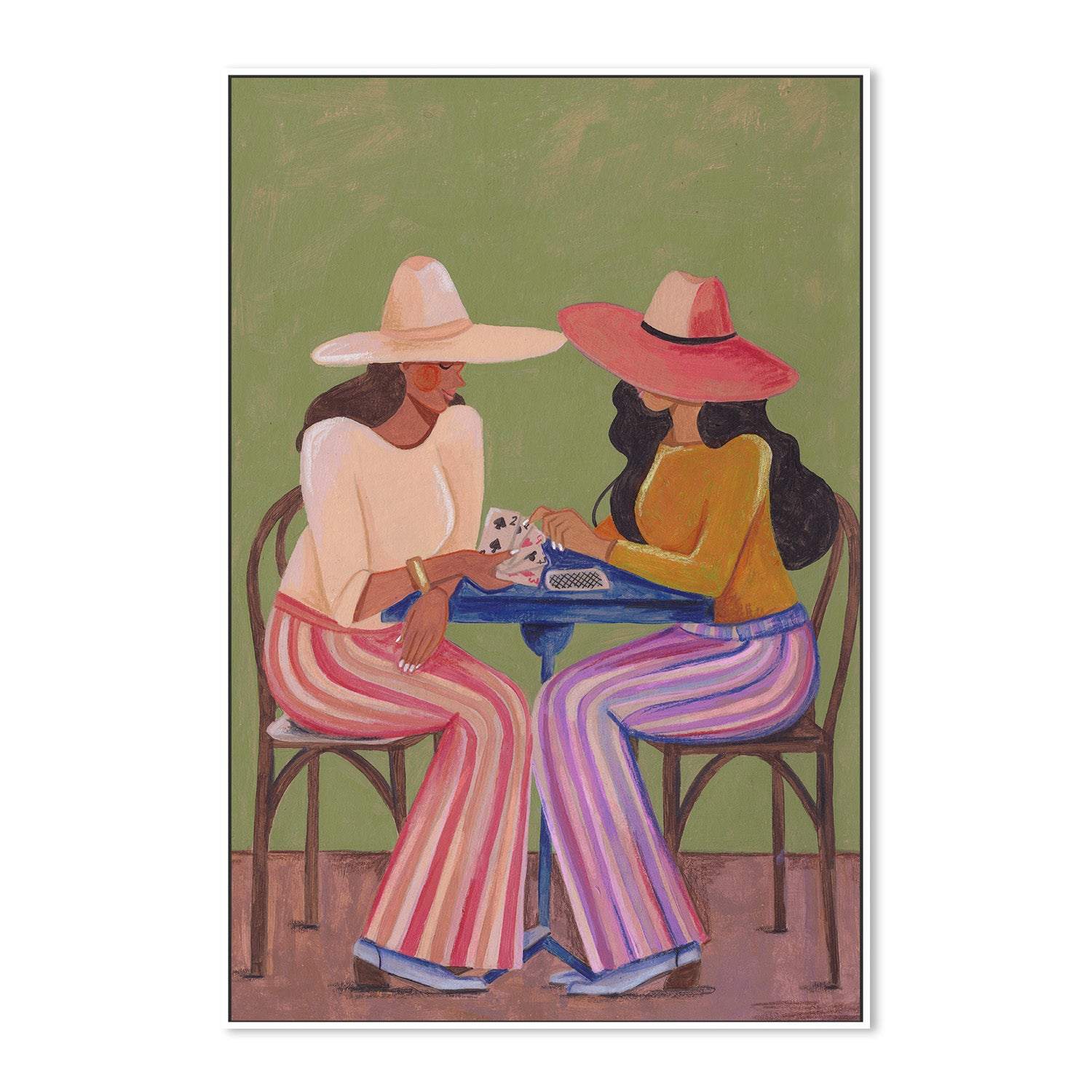 wall-art-print-canvas-poster-framed-Cowgirls playing cards-5