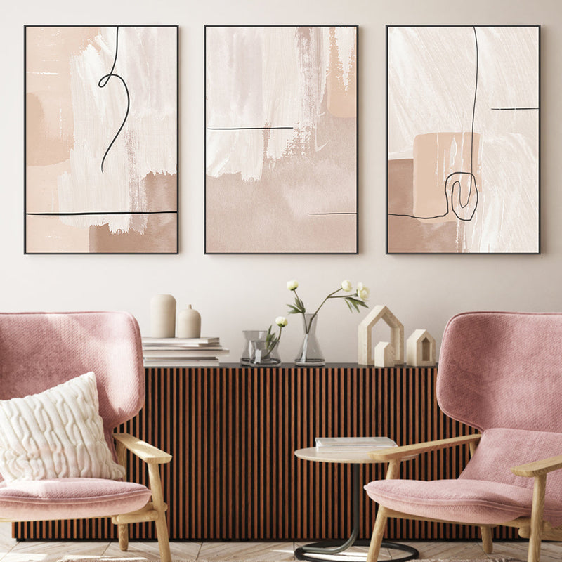 wall-art-print-canvas-poster-framed-Creamy, Style A, B & C, Set Of 3 , By Sally Ann Moss-GIOIA-WALL-ART