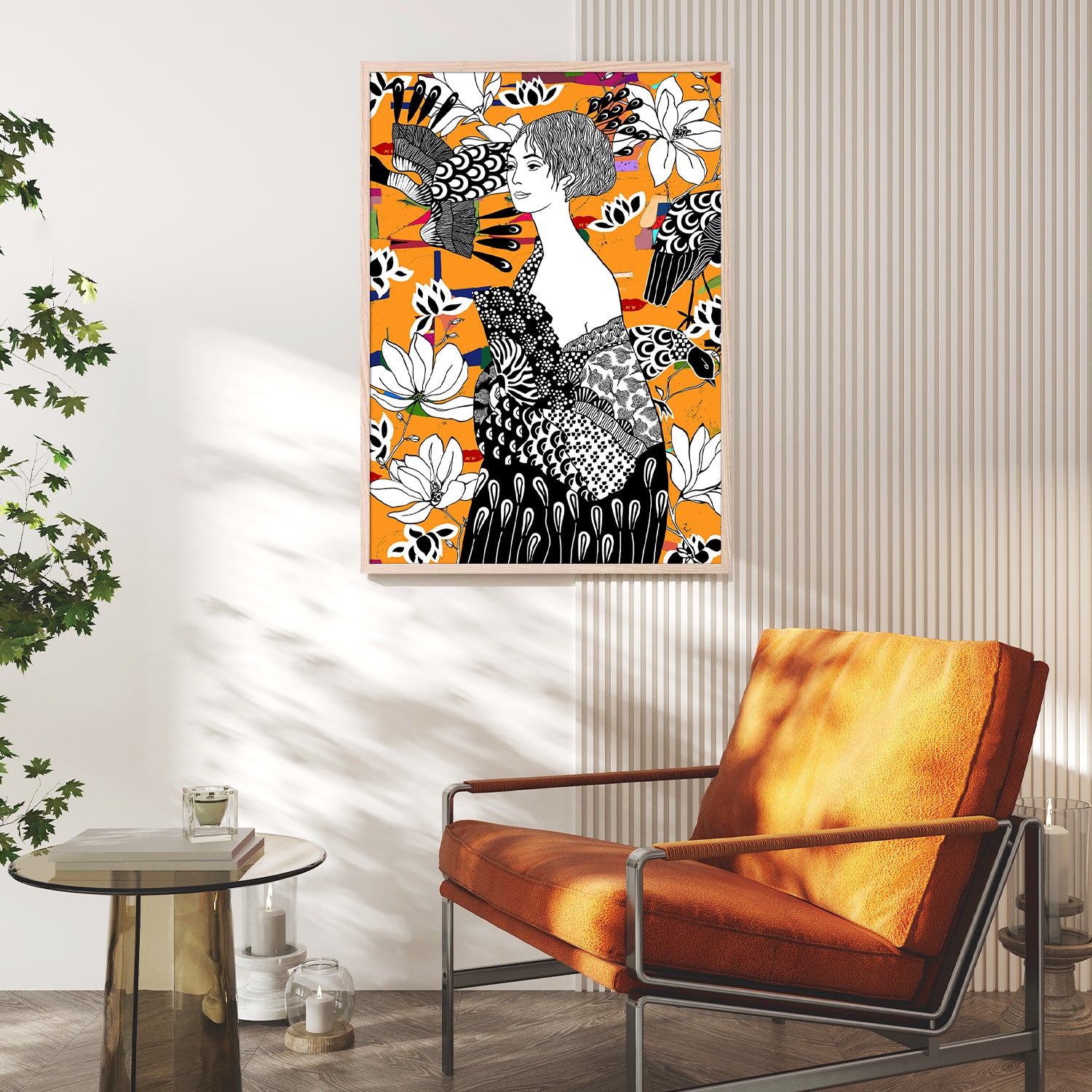 wall-art-print-canvas-poster-framed-Dame Mit FAccher-9