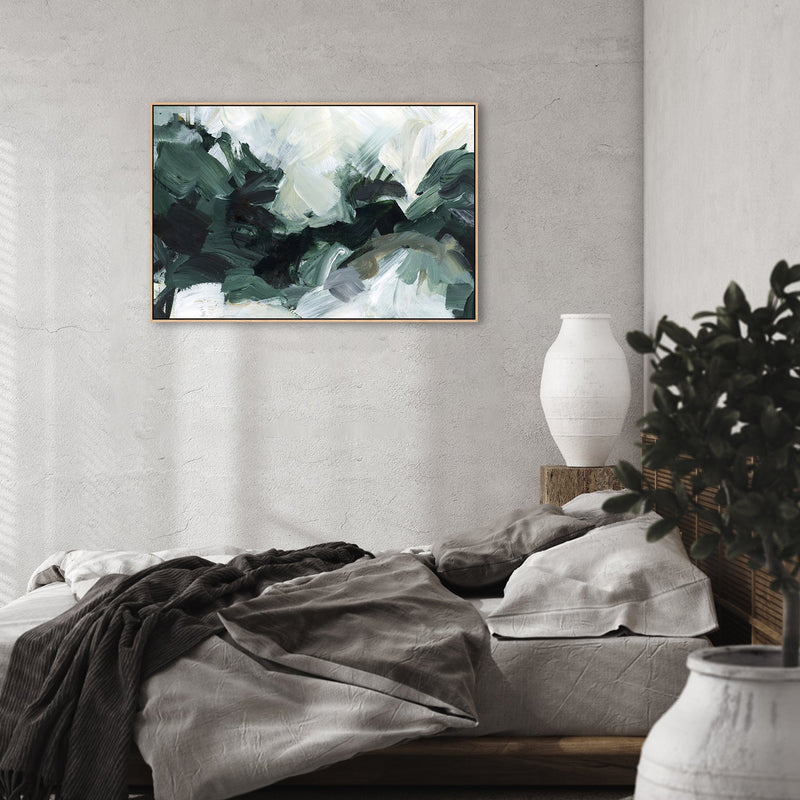 wall-art-print-canvas-poster-framed-Dark Green Abstract Landscape-by-Emily Wood-Gioia Wall Art