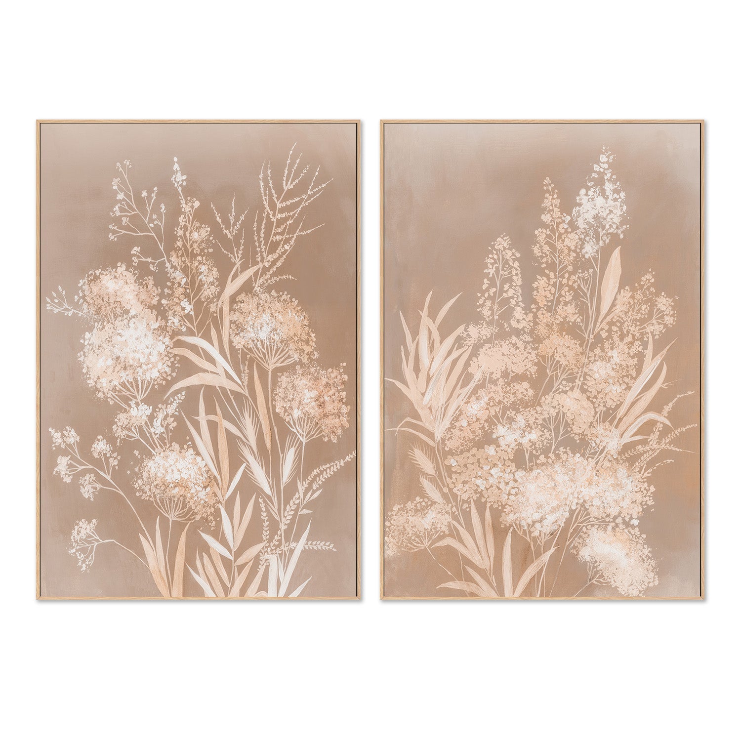 wall-art-print-canvas-poster-framed-Delicate Bunch, Mocha Mousse, Style A & B, Set Of 2 , By Asia Jensen-4