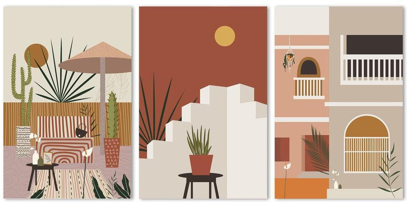 wall-art-print-canvas-poster-framed-Desert Lifestyle, Set Of 3, Style B-by-Gioia Wall Art-Gioia Wall Art