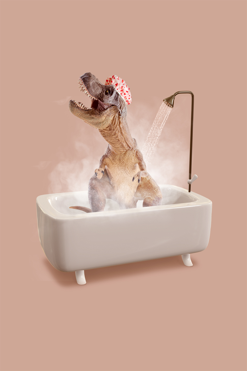wall-art-print-canvas-poster-framed-Dinosaur Shower-GIOIA-WALL-ART