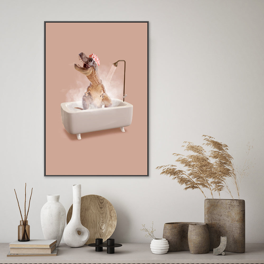 wall-art-print-canvas-poster-framed-Dinosaur Shower-GIOIA-WALL-ART