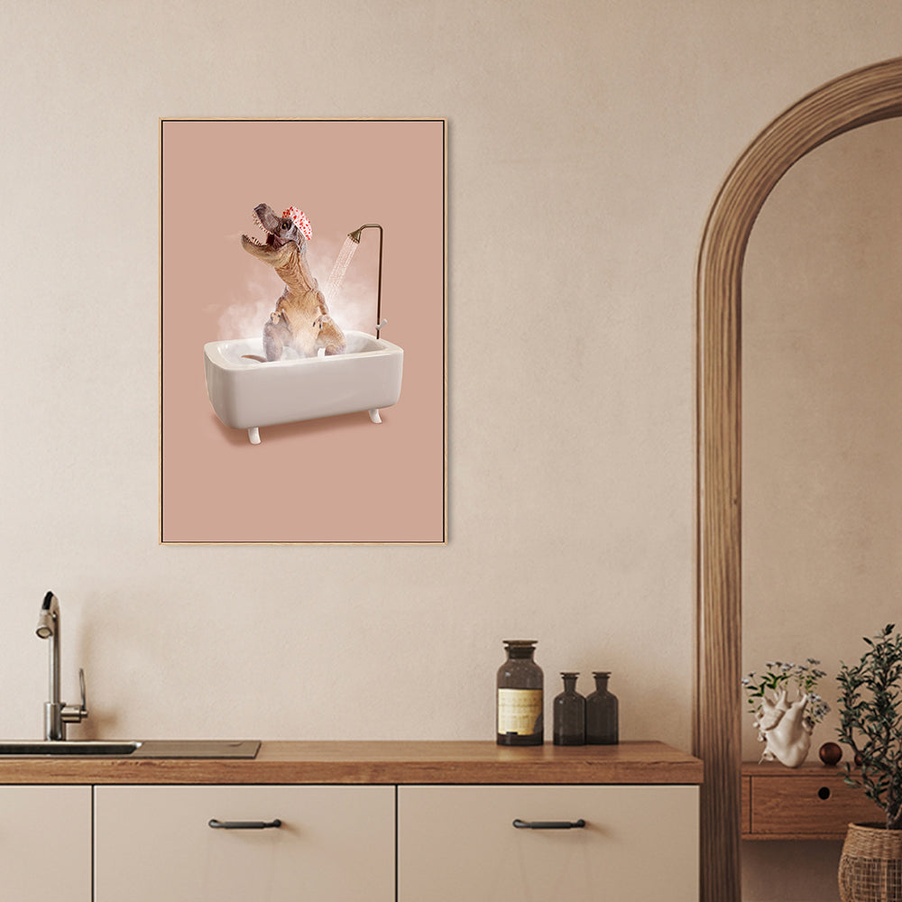 wall-art-print-canvas-poster-framed-Dinosaur Shower-GIOIA-WALL-ART