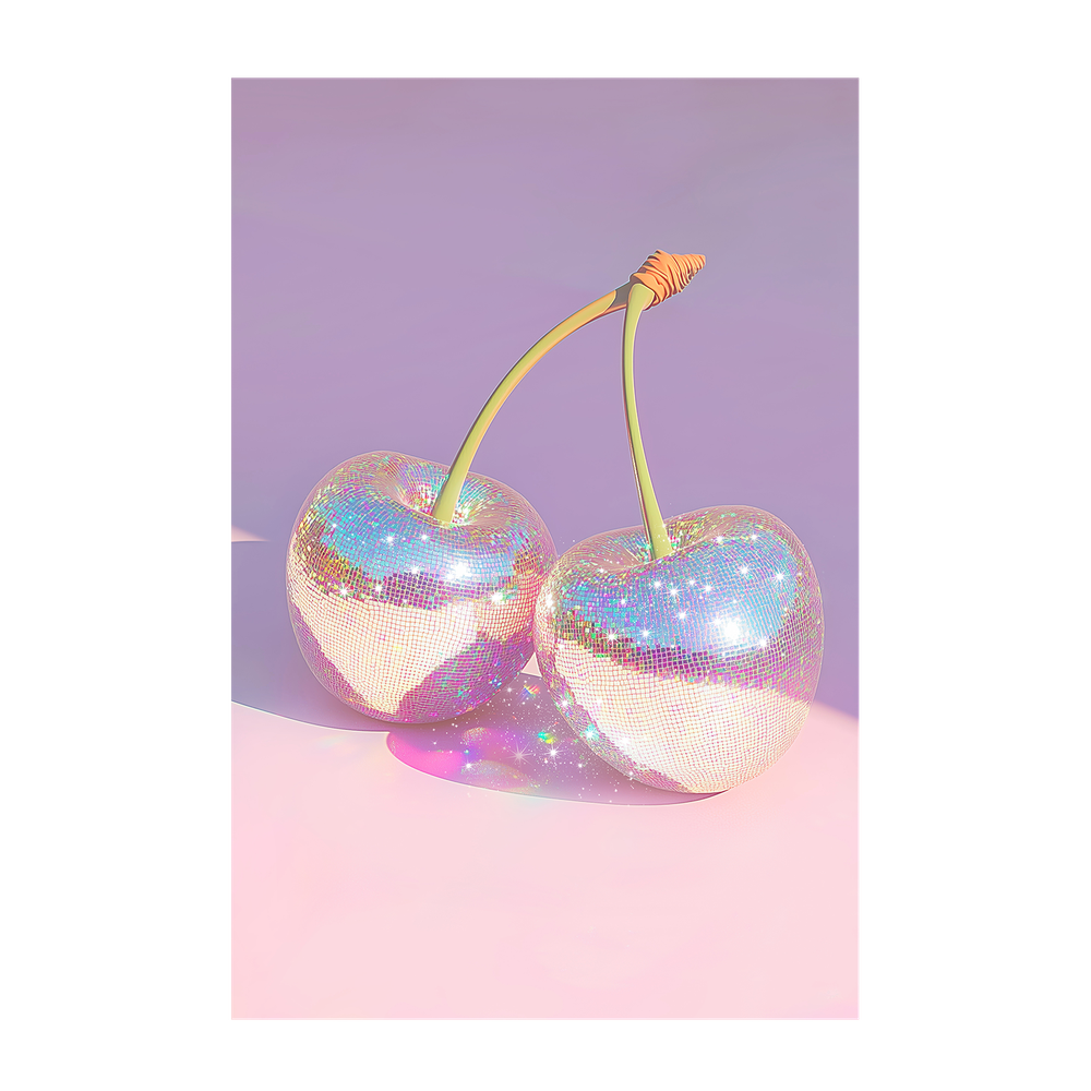 wall-art-print-canvas-poster-framed-Disco Ball Cherries on Pastel Background , By Melloi Art-1