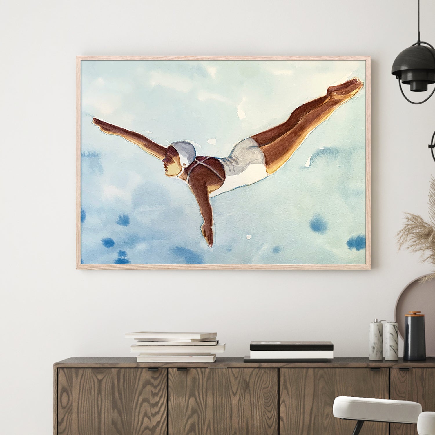 wall-art-print-canvas-poster-framed-Diver in Aqua Sky-7