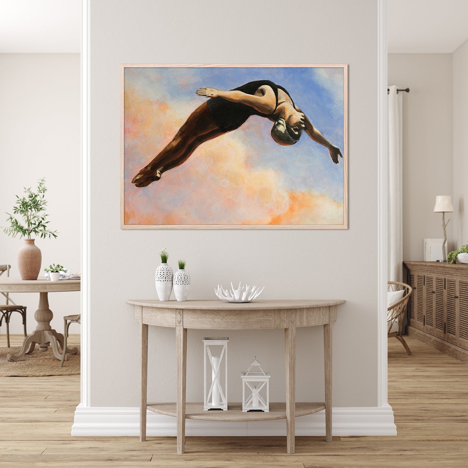 wall-art-print-canvas-poster-framed-Diver in Orange Clouds-8
