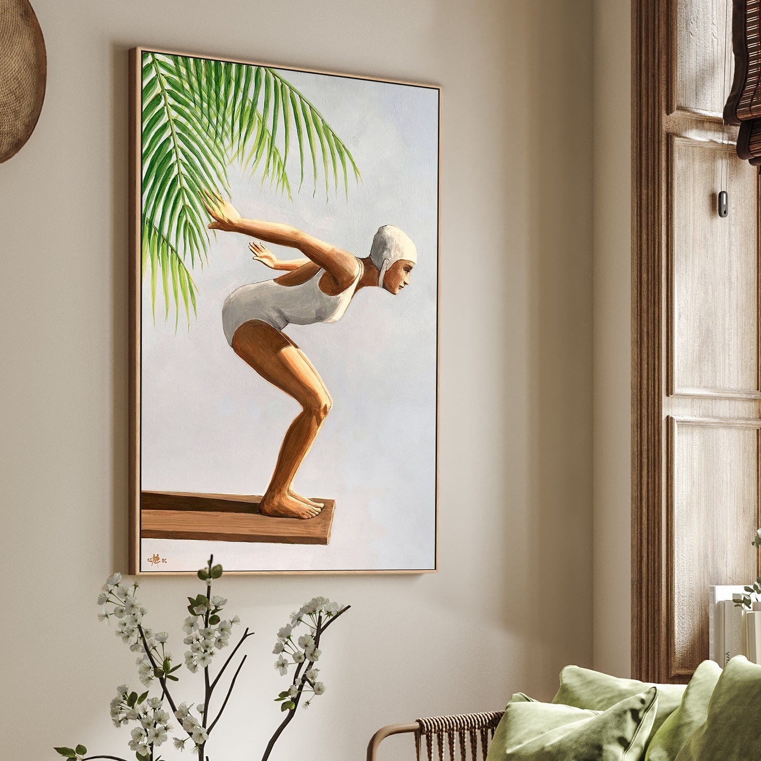 wall-art-print-canvas-poster-framed-Diver With Palm, Style B , By Sarah Morrissette-2