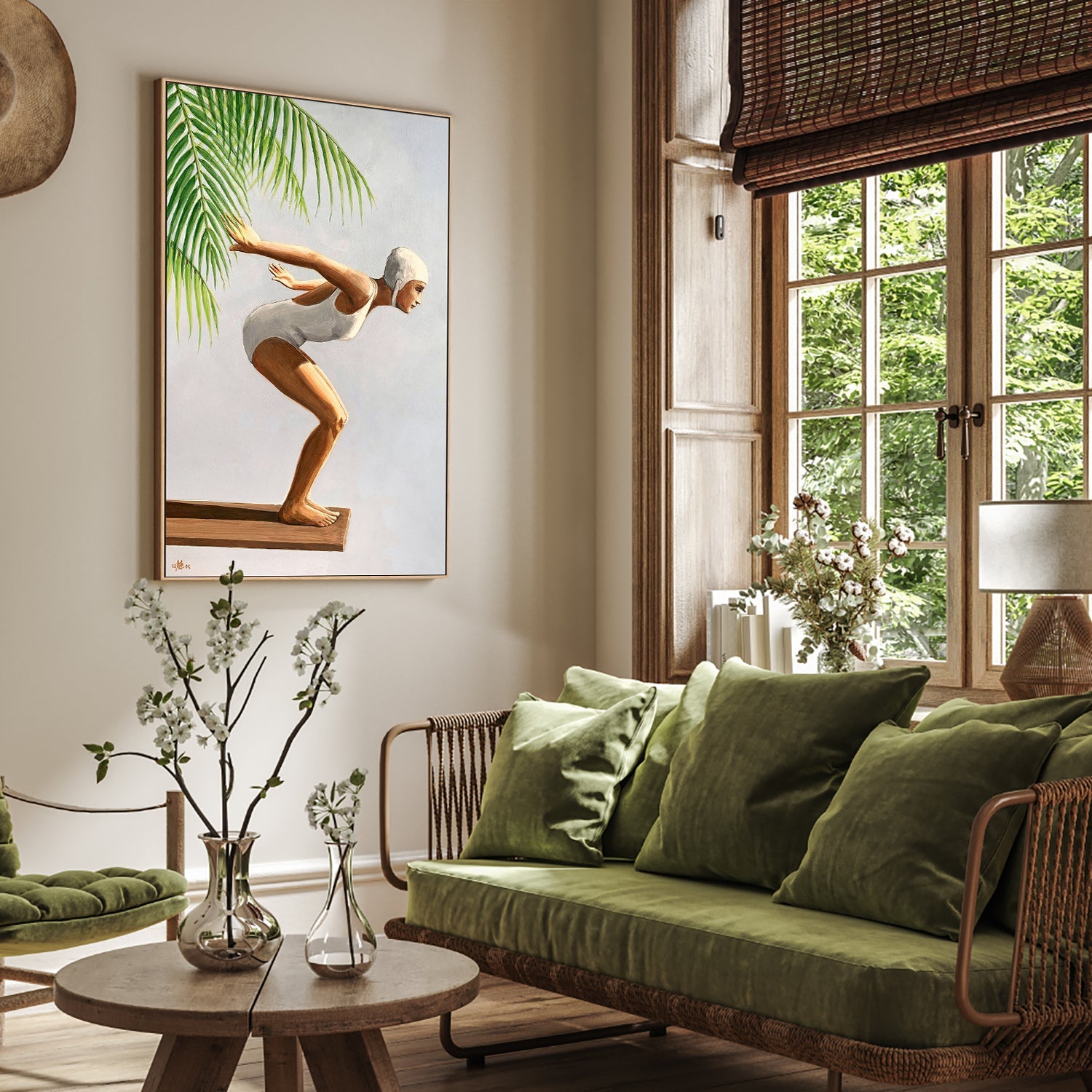 wall-art-print-canvas-poster-framed-Diver With Palm, Style B , By Sarah Morrissette-7