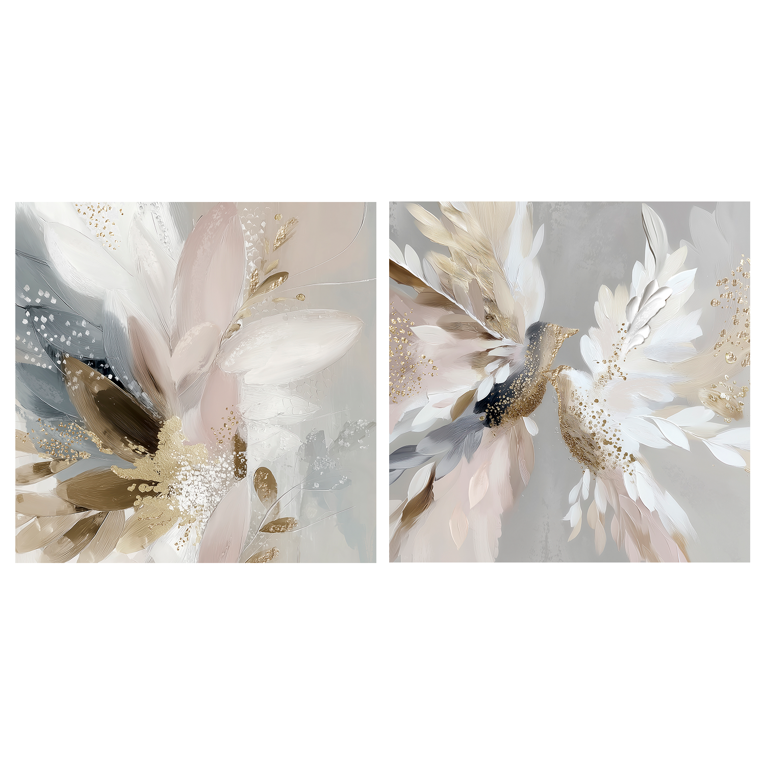 wall-art-print-canvas-poster-framed-Doves in Bloom, Left And Right, Set Of 2-1