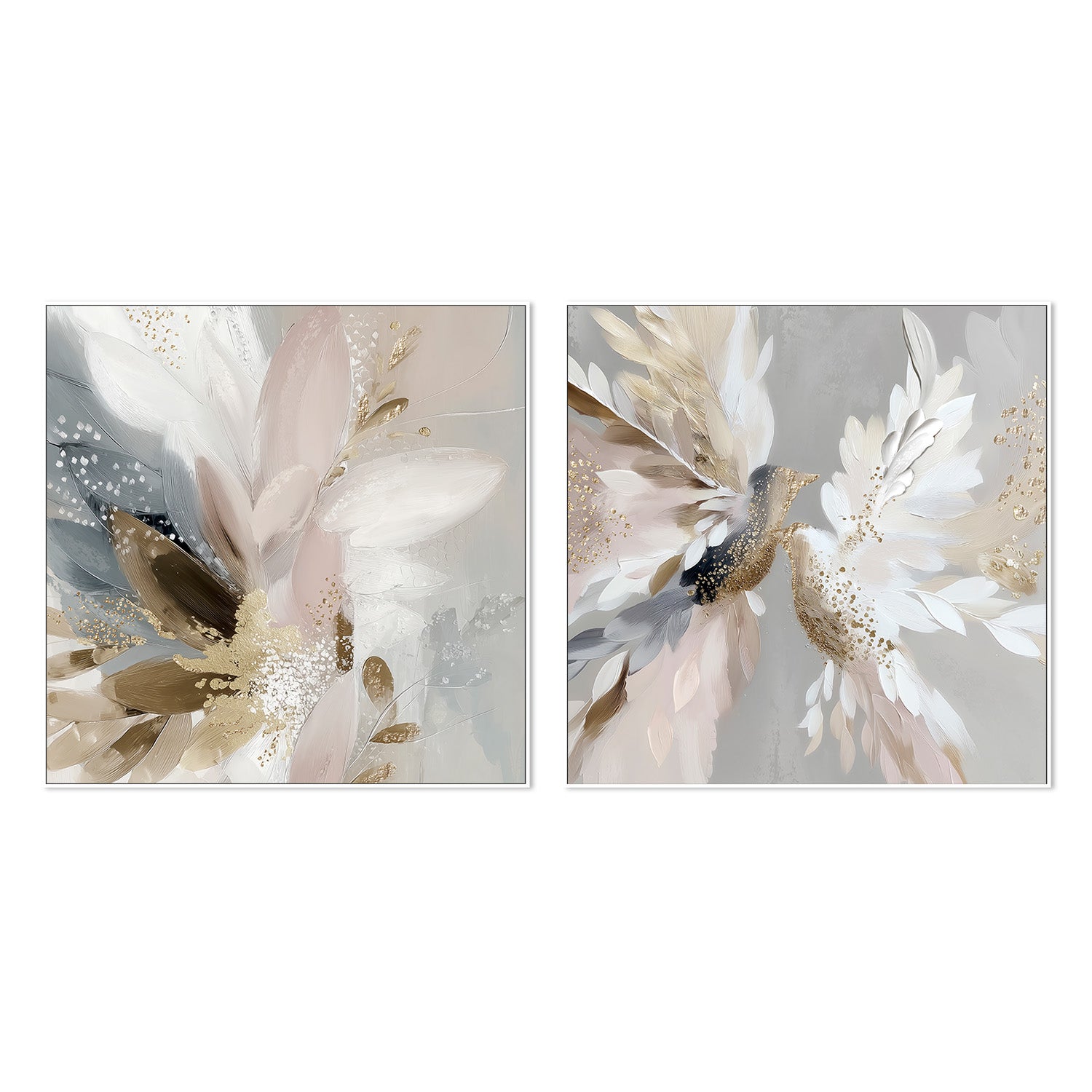 wall-art-print-canvas-poster-framed-Doves in Bloom, Left And Right, Set Of 2-5