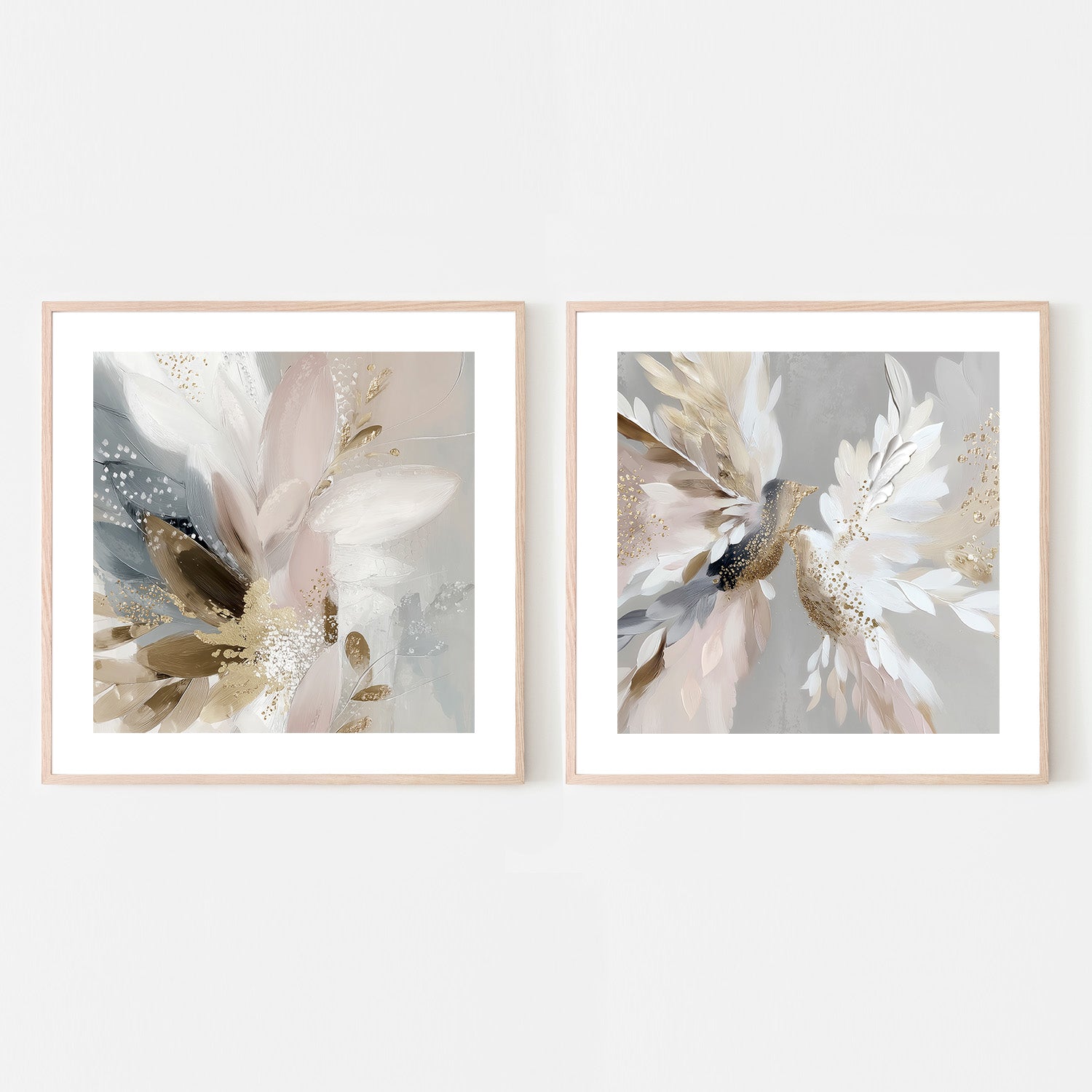 wall-art-print-canvas-poster-framed-Doves in Bloom, Left And Right, Set Of 2-6