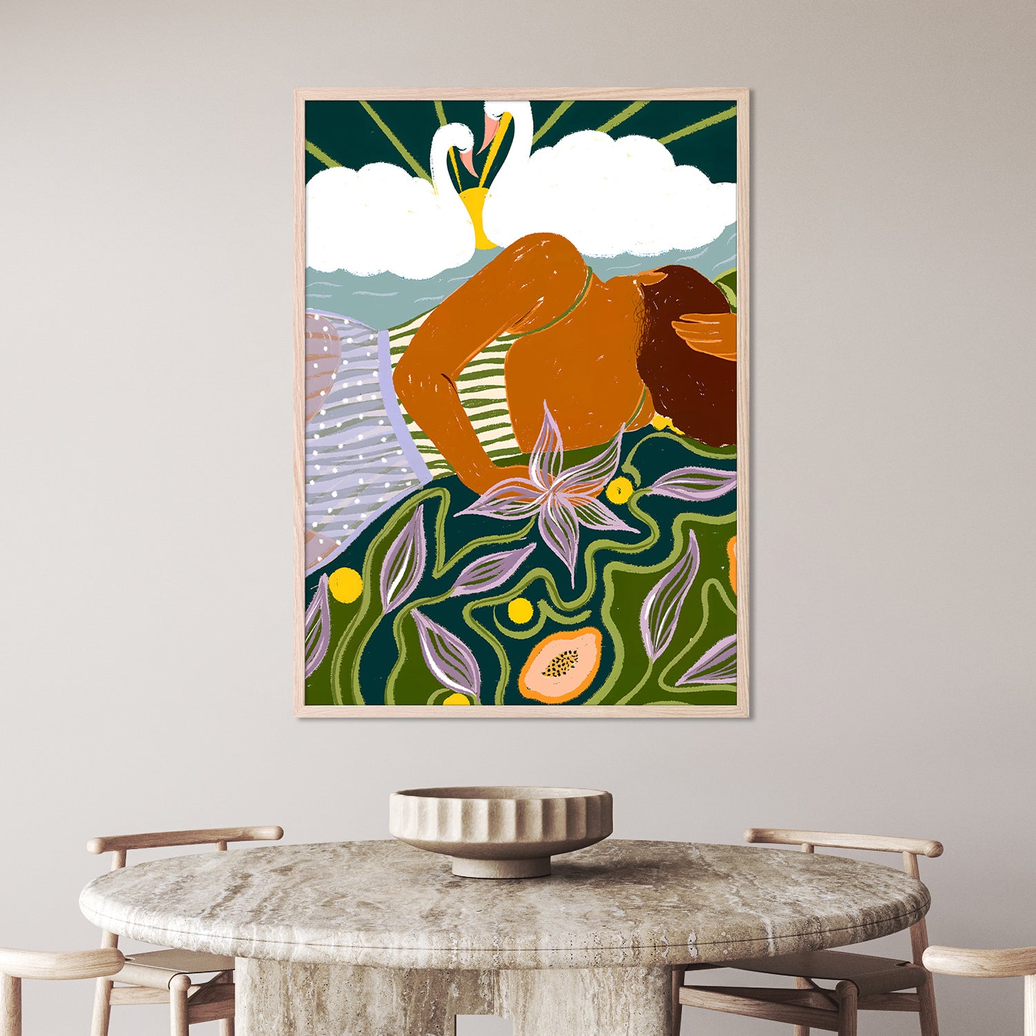 wall-art-print-canvas-poster-framed-Dreamer's Swan Clouds-2