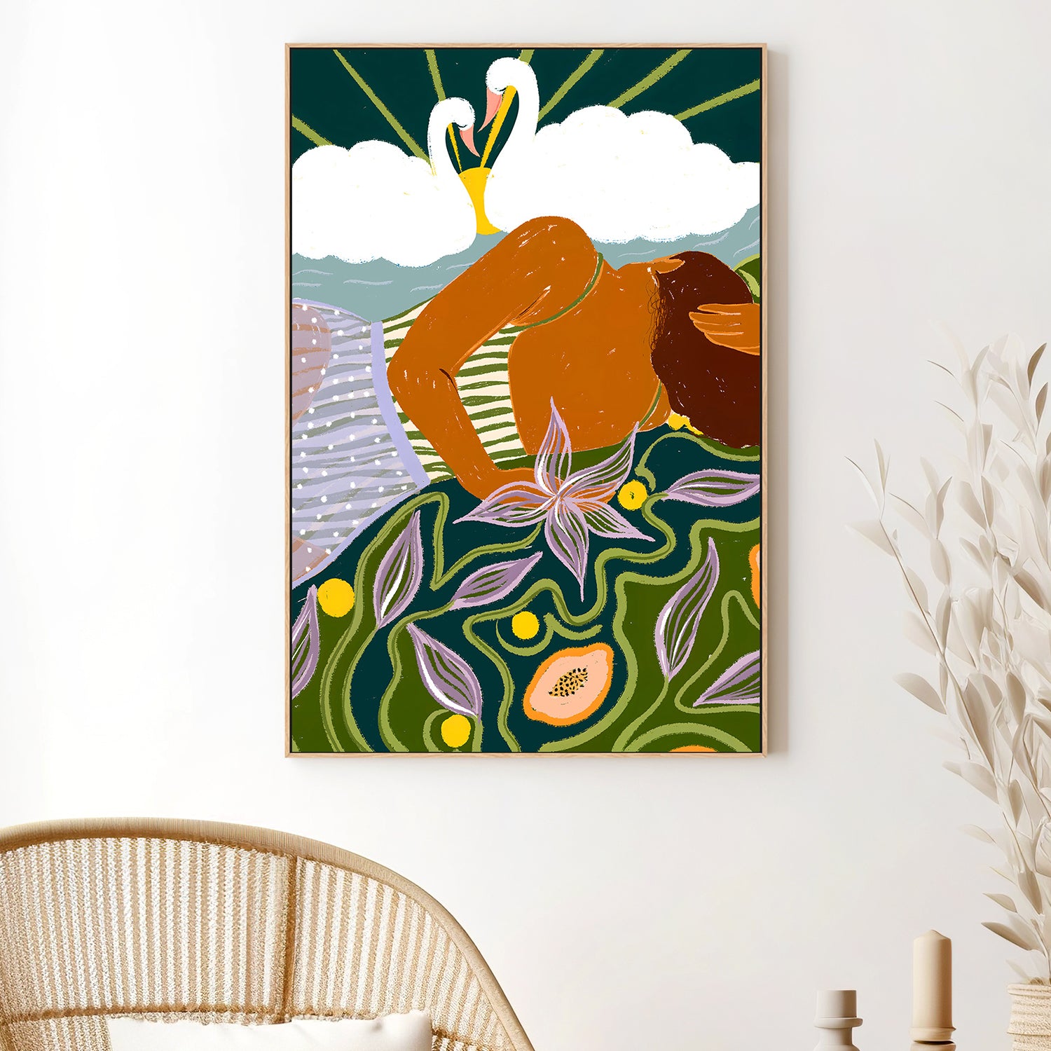 wall-art-print-canvas-poster-framed-Dreamer's Swan Clouds-7
