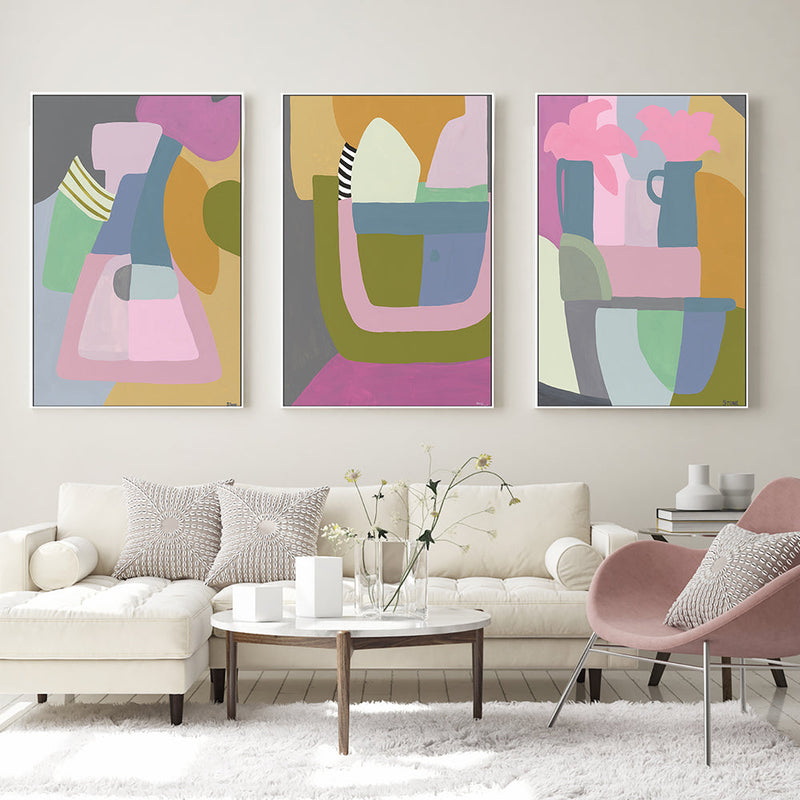 wall-art-print-canvas-poster-framed-Dreamy Contours, Style A, B & C, Set Of 3 , By Belinda Stone-GIOIA-WALL-ART